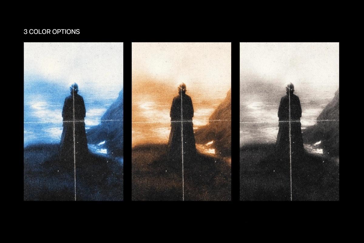 复古胶片艺术氛围感纸张折痕滤镜叠加PSD特效样机模板 Air Brush Threshold Effect（14187）