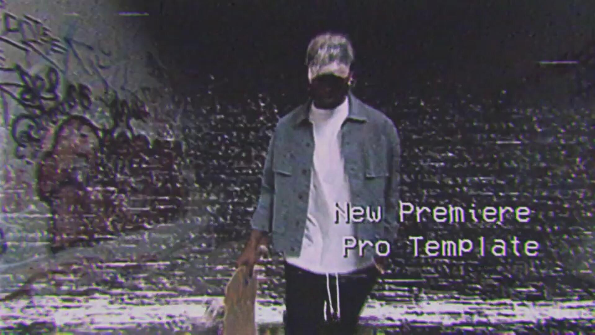 PR模板：复古低画质风格故障VHS录像带人物画面定格动画模板（14090）