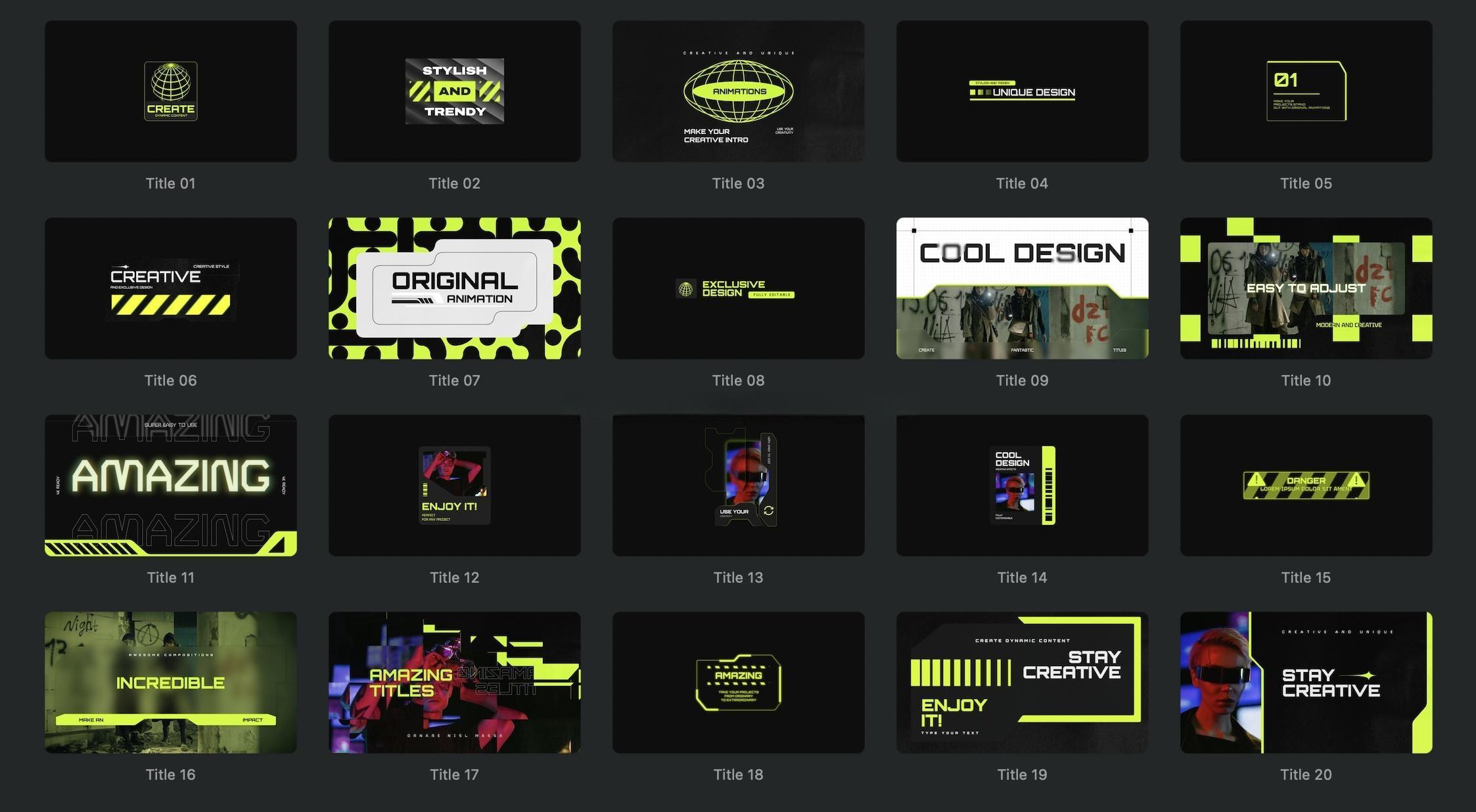 FCPX插件：50个赛博朋克未来游戏博主电竞频道栏目包装文字排版背景叠加转场效果（14048）