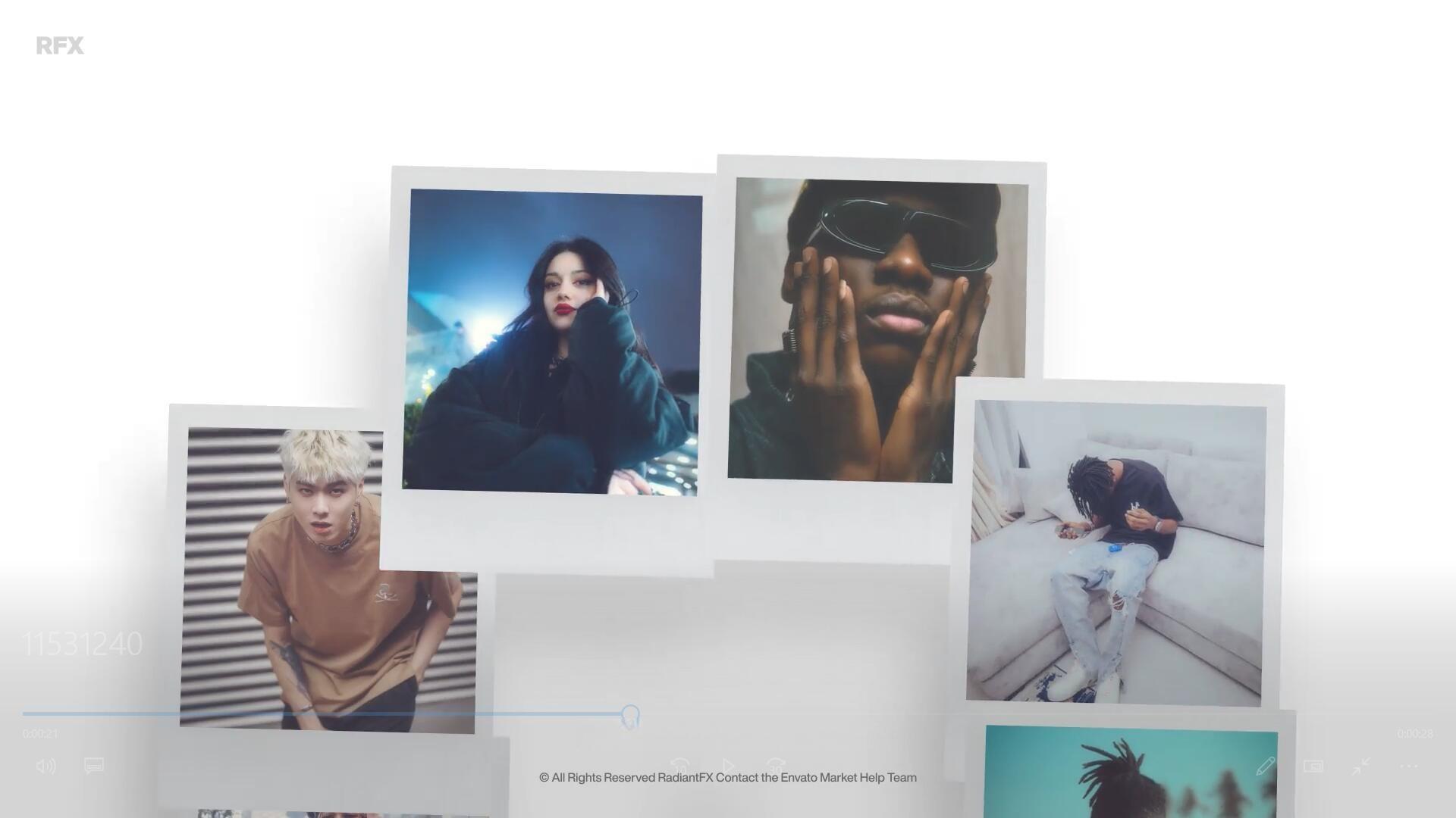 PR模板：复古文艺清新宝丽来边框3D环绕式照片展示（14088）