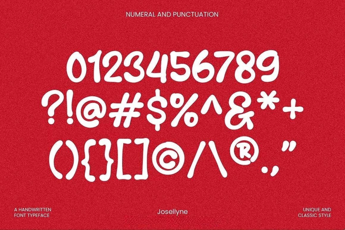 英文字体：大胆流畅曲线手写笔触感俏皮连笔海报封面包装设计字体 Josellyne – Handwritten Display Font（14189）