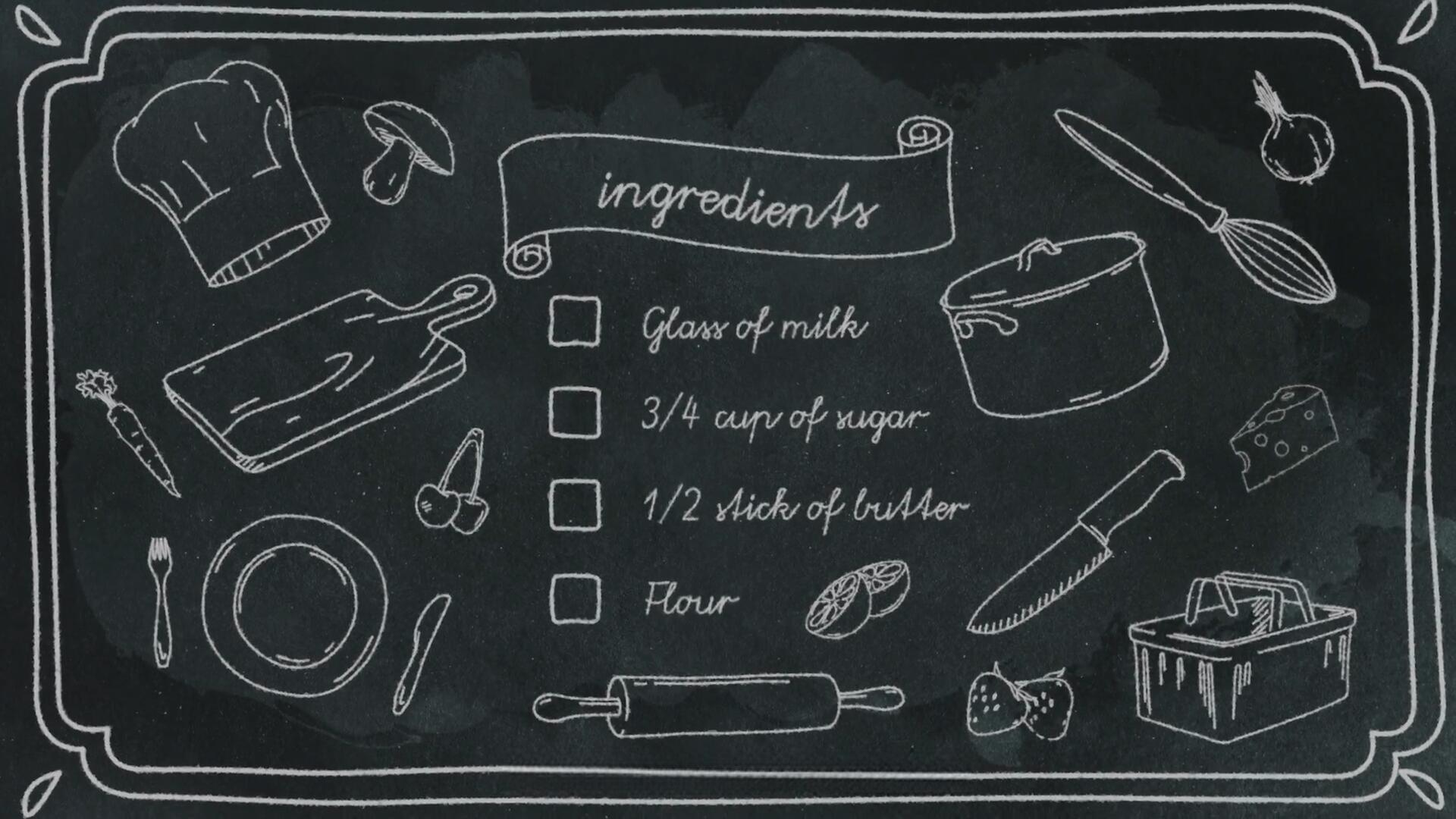 FCPX插件：170款趣味黑板粉笔手绘MG卡通箭头食物人体厨房学校元素动画预设 MotionVFX – Mchalkboard（14072）