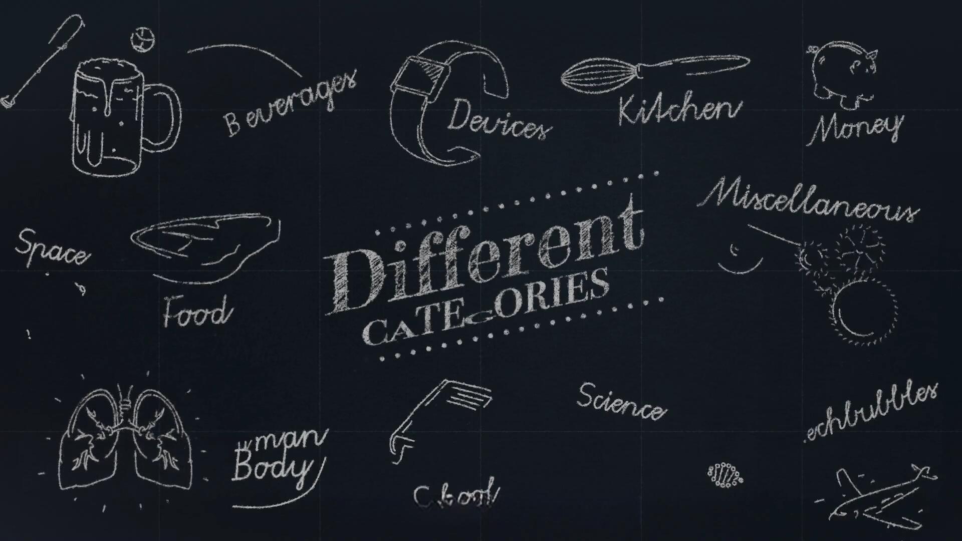 FCPX插件：170款趣味黑板粉笔手绘MG卡通箭头食物人体厨房学校元素动画预设 MotionVFX – Mchalkboard（14072）