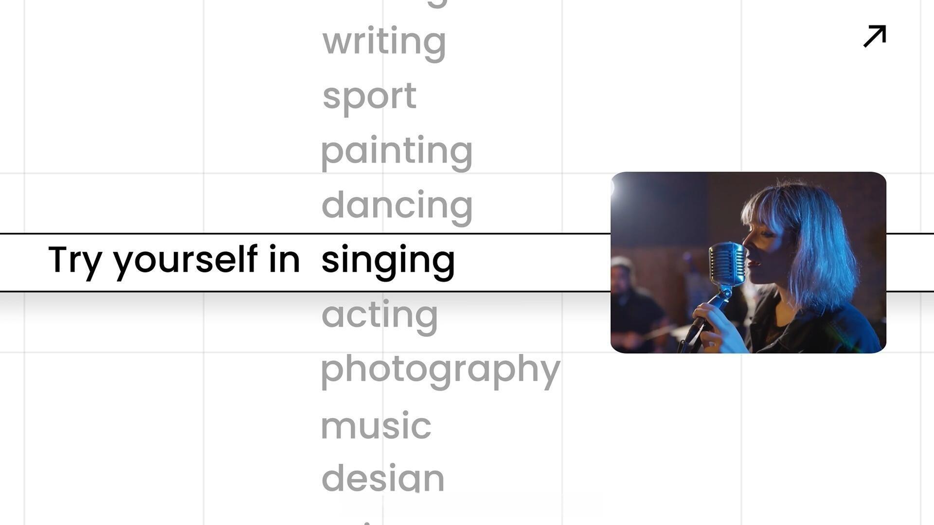 达芬奇模板：极简主义文字标题轮播、循环、滚动场景动画排版模板（14043）