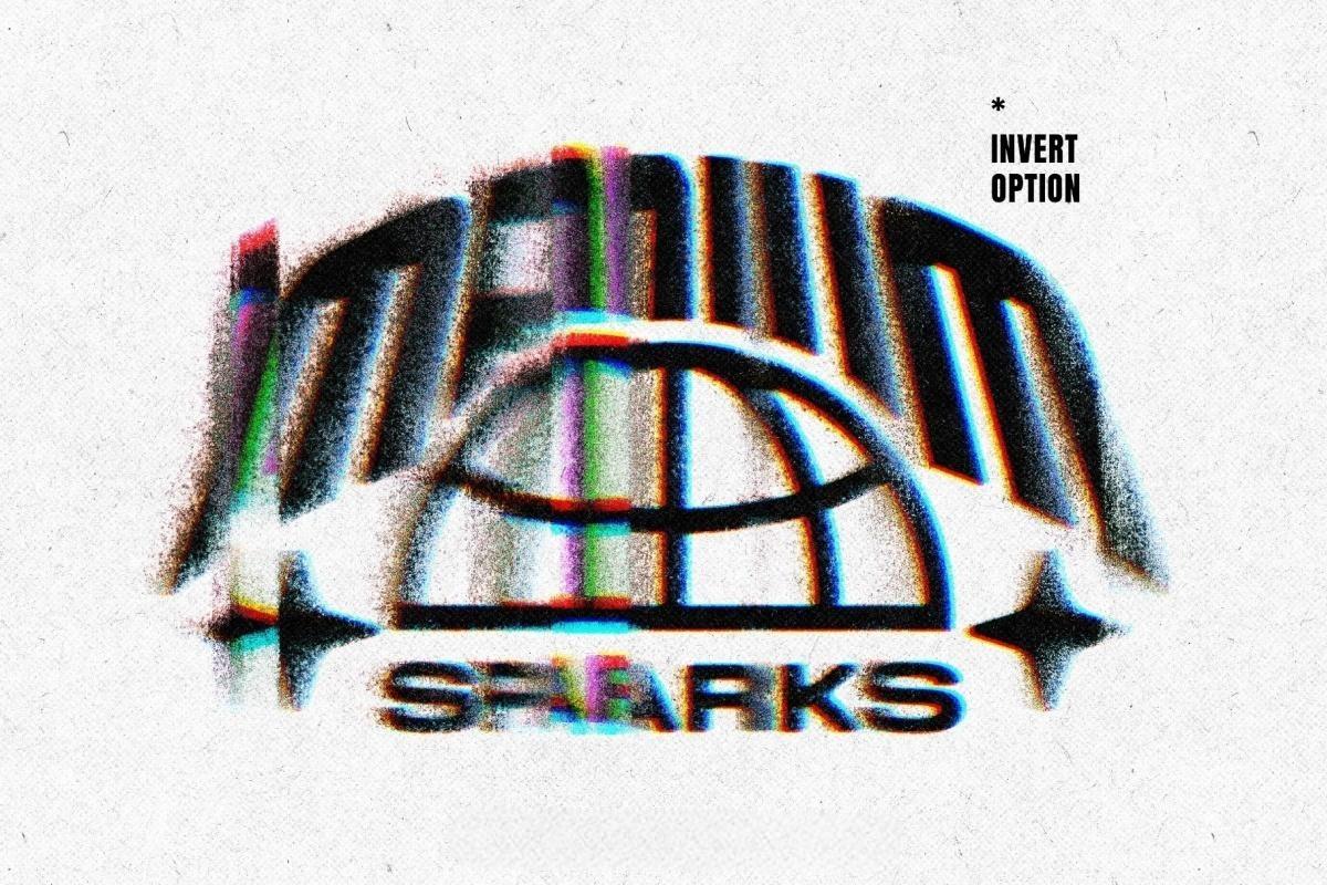 混乱模糊柔化边缘颗粒晕染故障失真LOGO文本标题PSD特效样机 Glitch Distort Text & Logo Effect（14061）