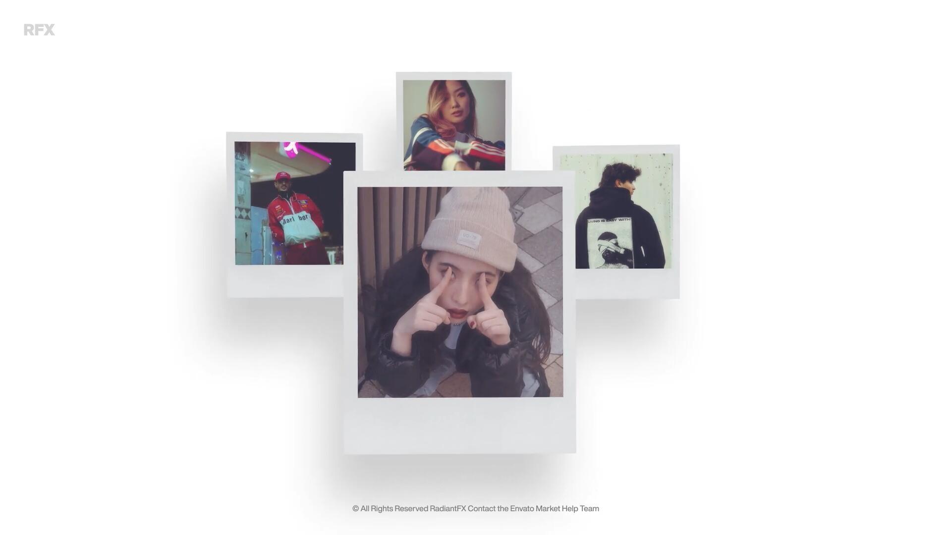 PR模板：复古文艺清新宝丽来边框3D环绕式照片展示（14088）