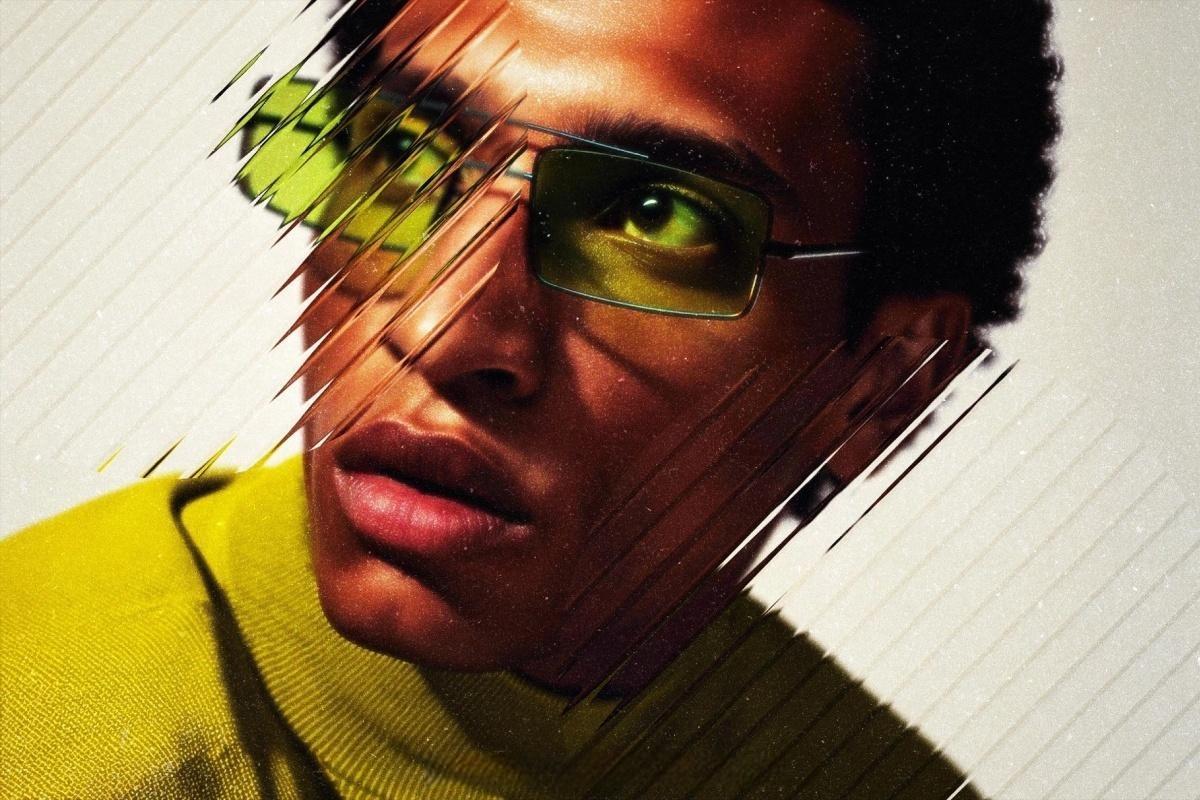 大胆现代抽象艺术透明条形玻璃折射波纹海报封面设计排版PSD特效样机 Diagonal Glass Photo Effect（14089）