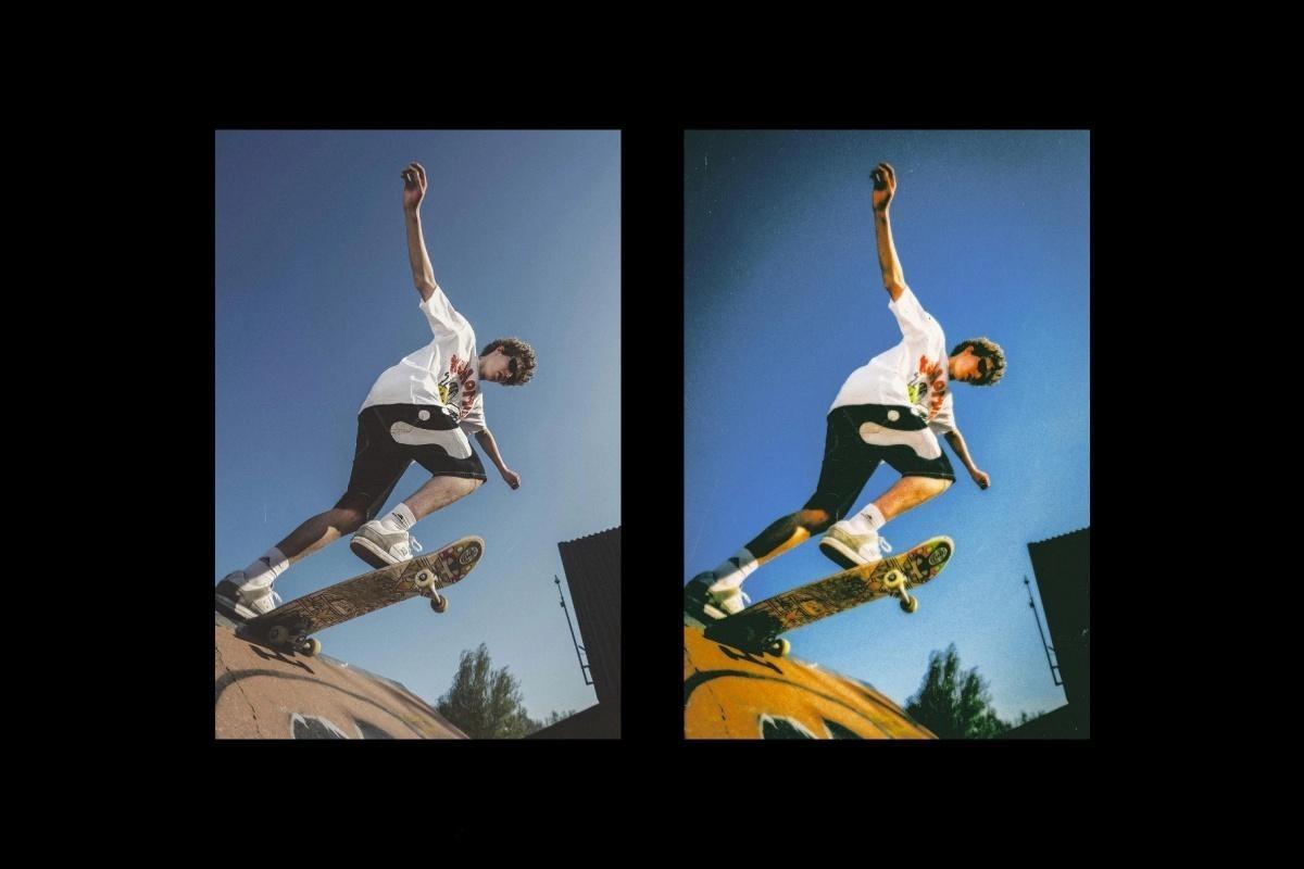 90年代复古电影胶片颗粒光晕朦胧梦幻氛围感图片叠加滤镜PSD特效样机 Mid 90’s Vibe Photo Effect（14046）