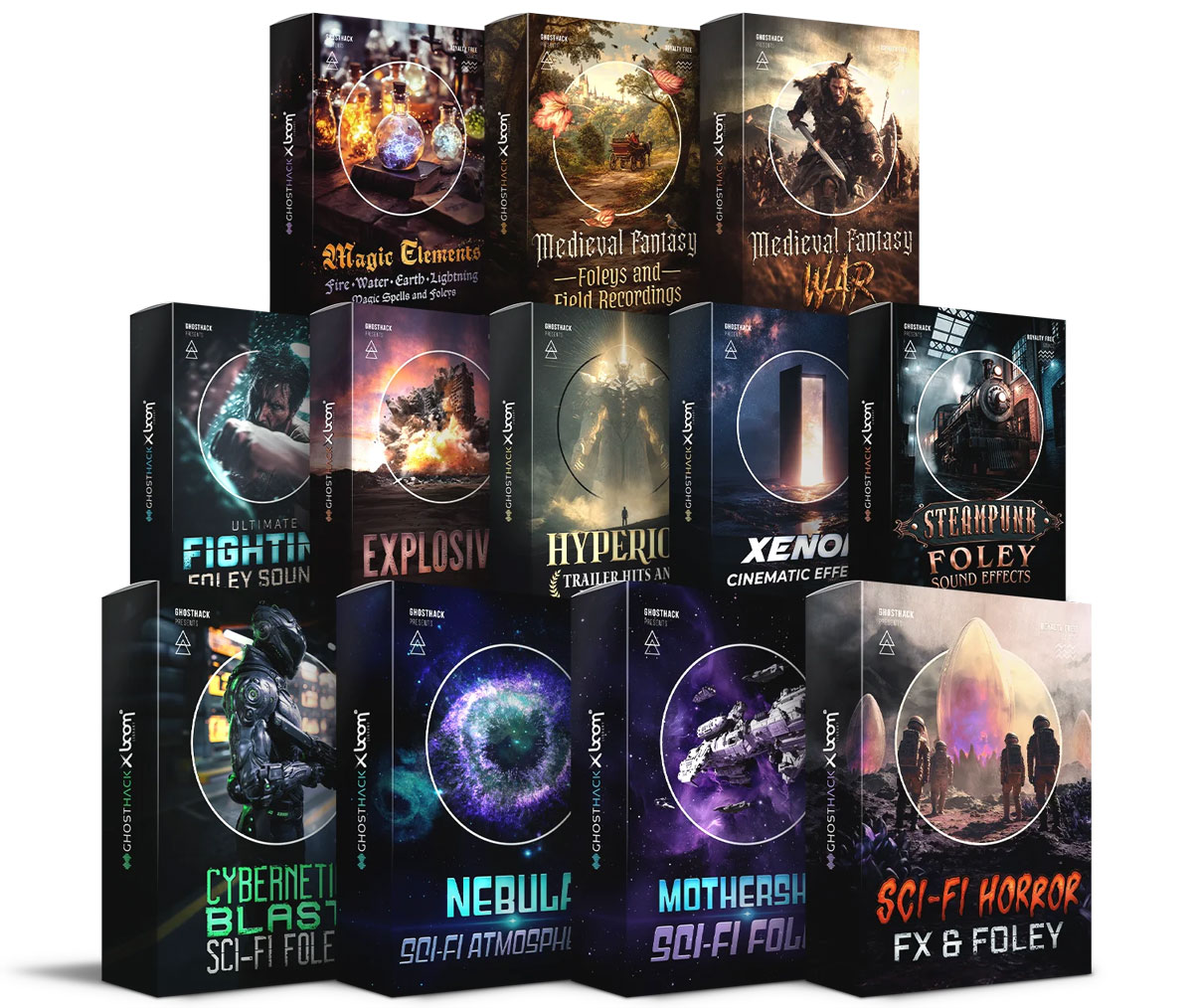 12套全新影视后期科幻电影赛博朋克氛围奇幻战争爆炸音效素材包 Ghosthack x Boom Library Sound FX & Foley Bundle（14073）