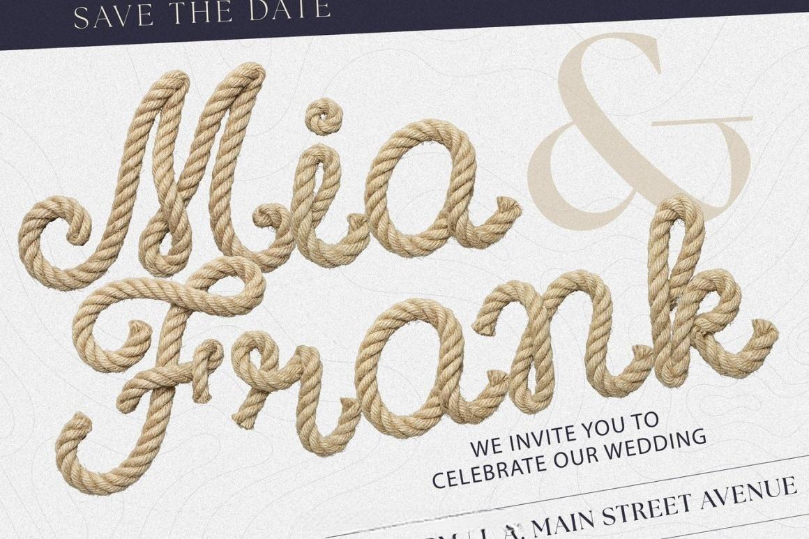 英文字体：户外冒险主义航海海滩帆船旅行手工绳索主题咖啡酒吧餐厅海报封面设计字体 Rope Script — Nautical Rope Display Font（14082）