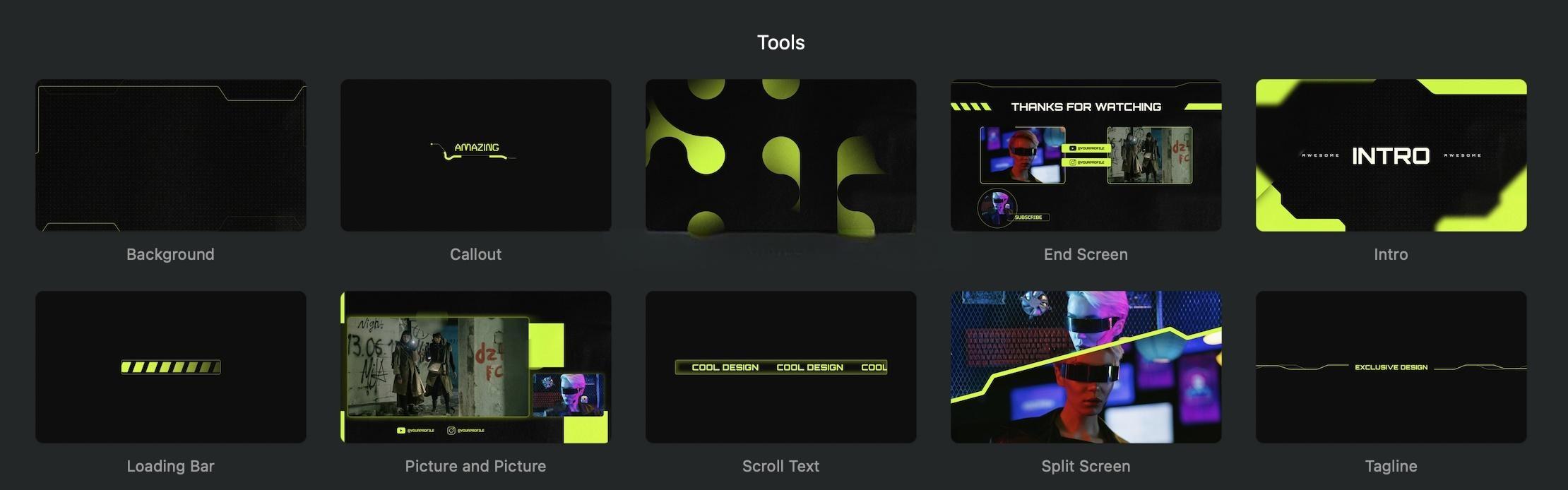 FCPX插件：50个赛博朋克未来游戏博主电竞频道栏目包装文字排版背景叠加转场效果（14048）