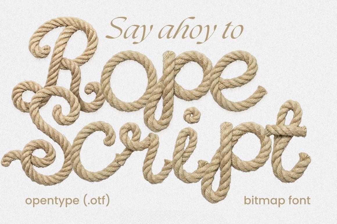 英文字体：户外冒险主义航海海滩帆船旅行手工绳索主题咖啡酒吧餐厅海报封面设计字体 Rope Script — Nautical Rope Display Font（14082）