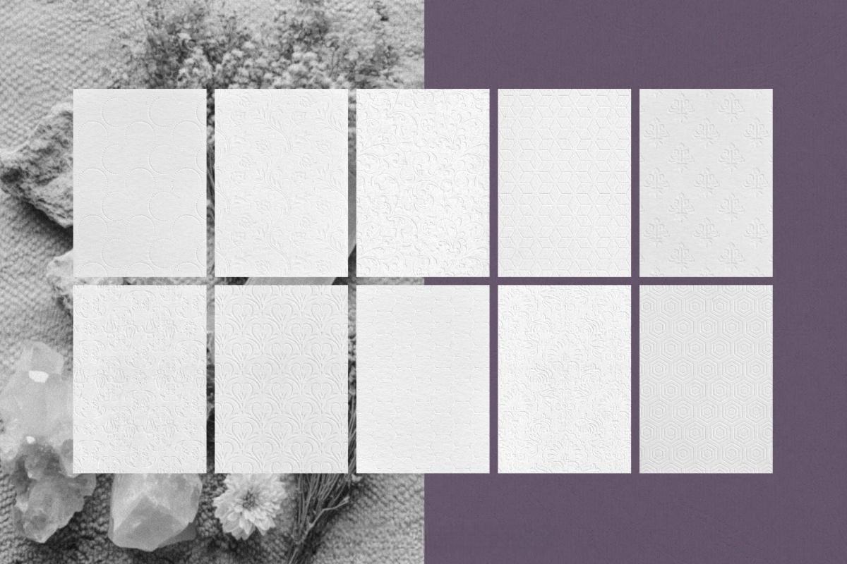 60款浪漫优雅新艺术多色卡片明信片压花浮雕纹理纸张底纹肌理PNG/JPG背景边框图片套装 Crafted Embossed Papers & Frames（14047）