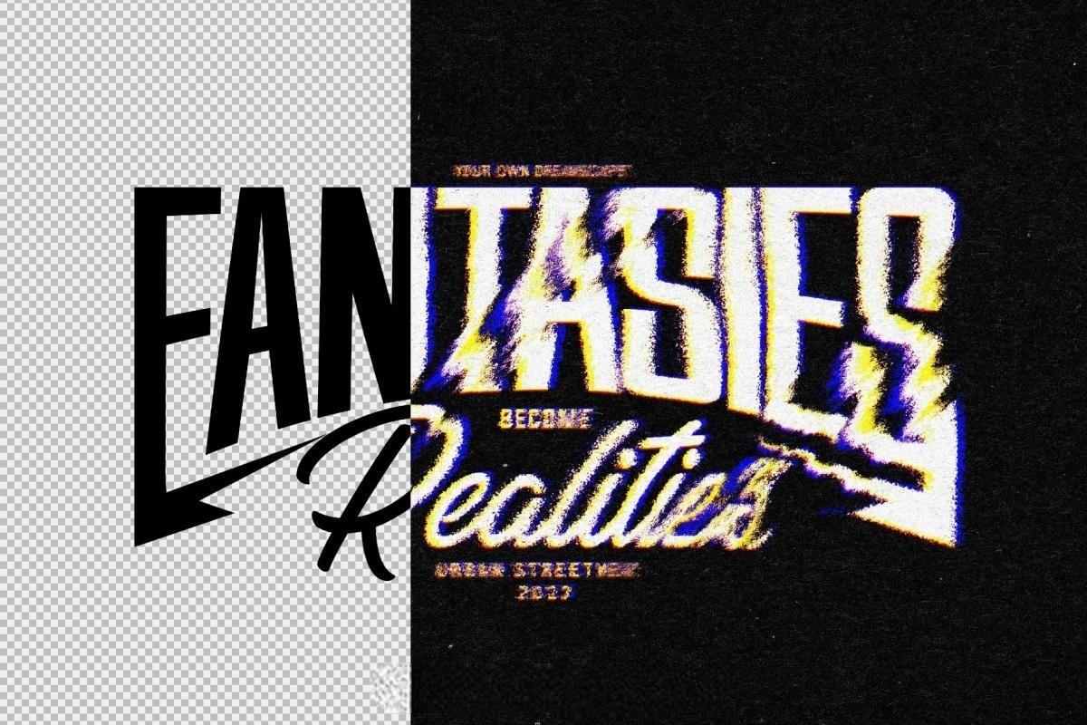 混乱模糊柔化边缘颗粒晕染故障失真LOGO文本标题PSD特效样机 Glitch Distort Text & Logo Effect（14061）