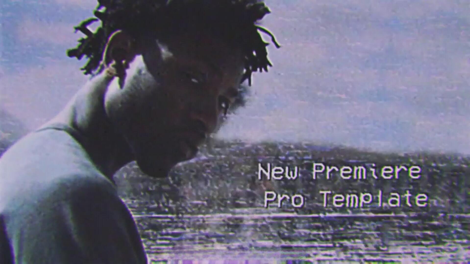 PR模板：复古低画质风格故障VHS录像带人物画面定格动画模板（14090）