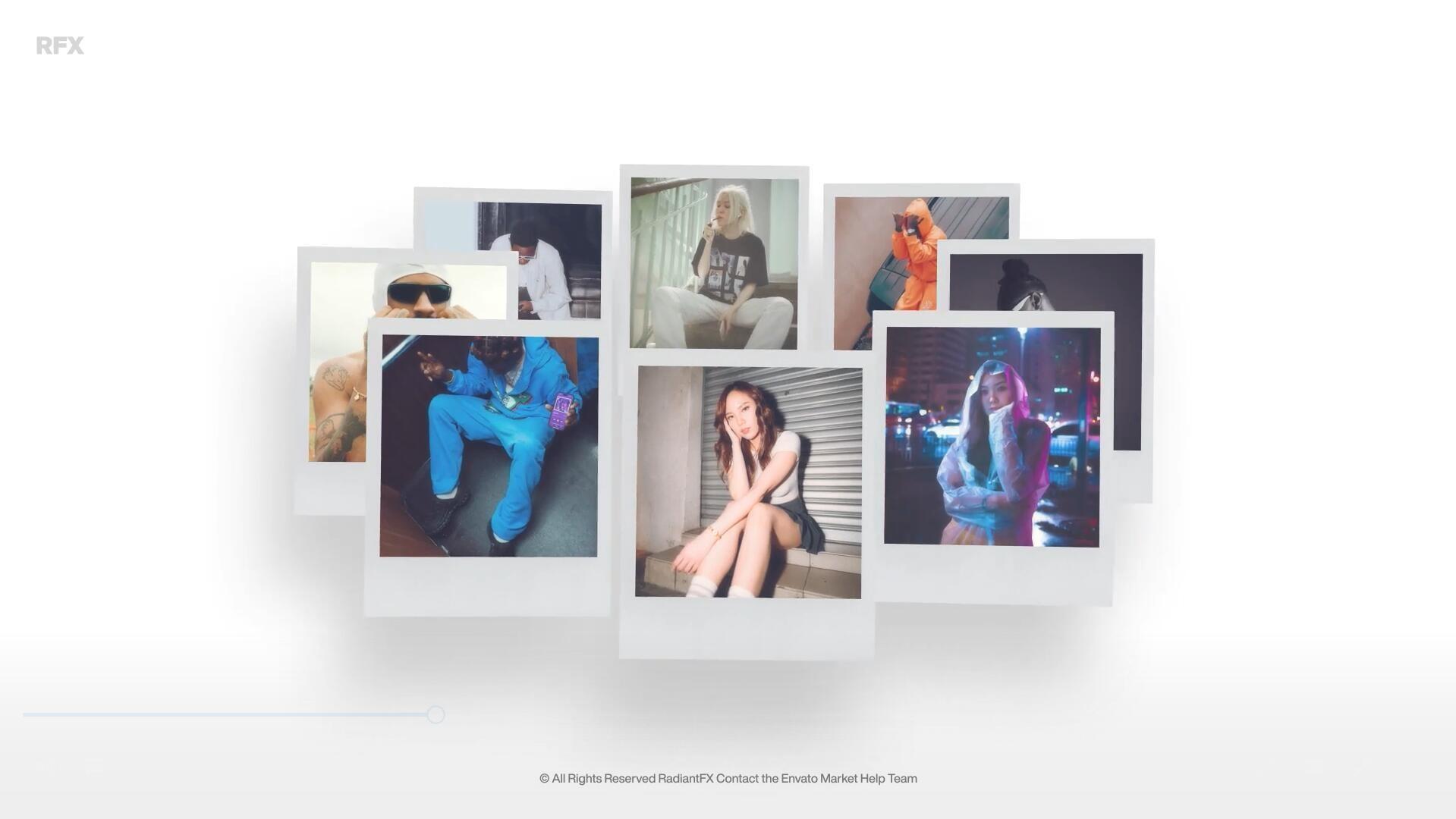 PR模板：复古文艺清新宝丽来边框3D环绕式照片展示（14088）