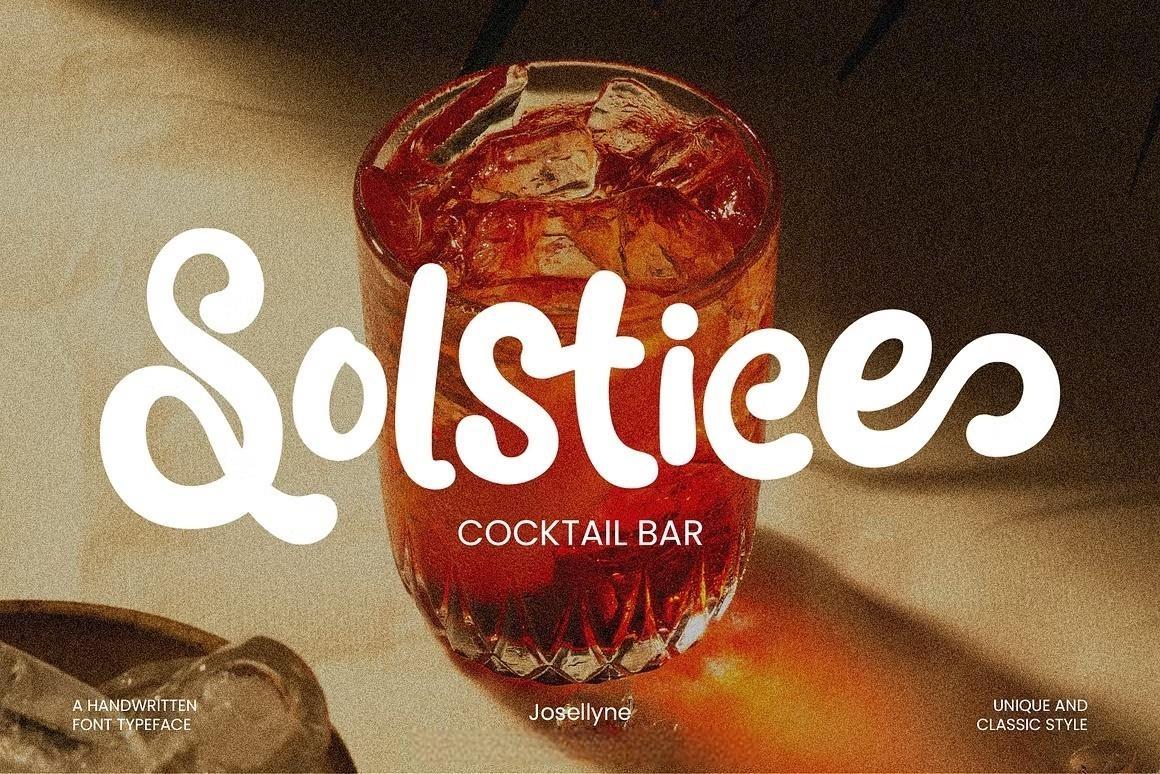 英文字体：大胆流畅曲线手写笔触感俏皮连笔海报封面包装设计字体 Josellyne – Handwritten Display Font（14189）