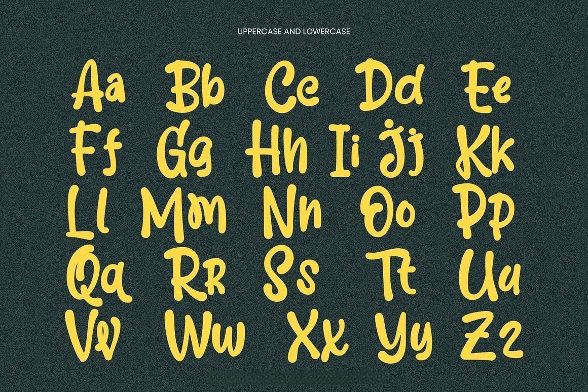 英文字体：大胆流畅曲线手写笔触感俏皮连笔海报封面包装设计字体 Josellyne – Handwritten Display Font（14189）