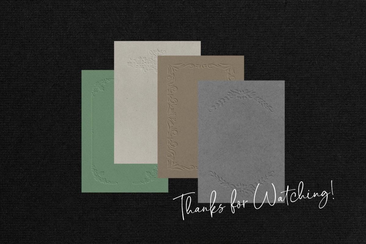 60款浪漫优雅新艺术多色卡片明信片压花浮雕纹理纸张底纹肌理PNG/JPG背景边框图片套装 Crafted Embossed Papers & Frames（14047）