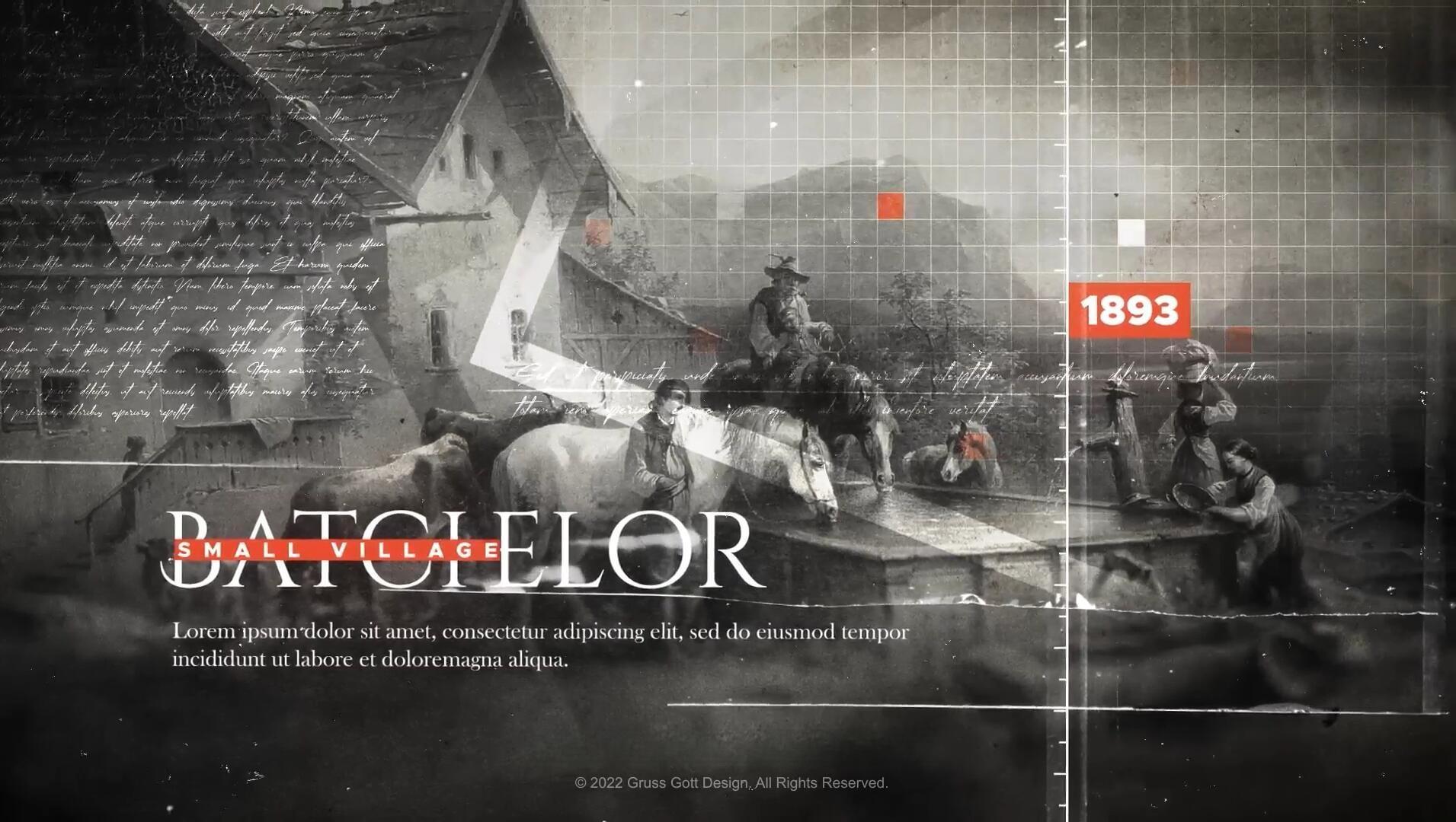 AE/PR模板：黑白战争历史纪录片时间线大事记短片模板（14059）